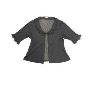 Dori sheer top 3/4 sleeves ties at front fits M L black vintage